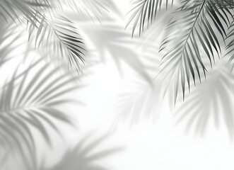 Elegant Palm Leaves Shadows Creating Artistic Patterns on Soft White Background