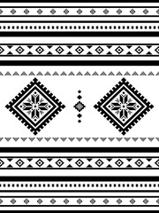 Southwest Aztec geometric Native American Mexican Navajo tribal ethnic boho indian texture ornament seamless pattern fabric black and white design vector for woven textile printing blanket rug carpet 