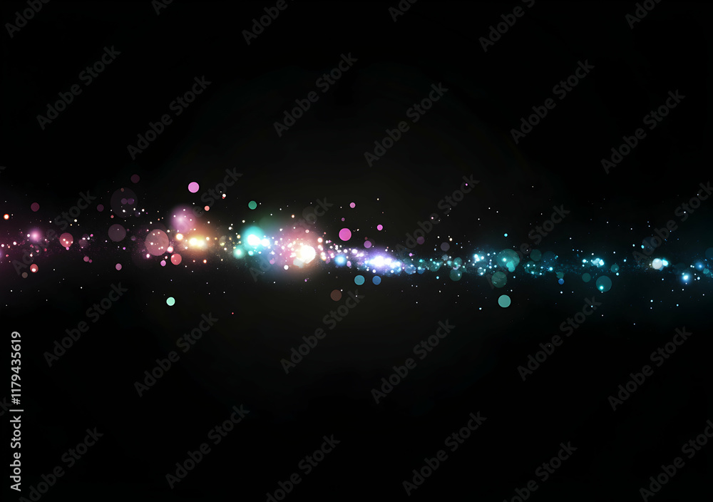 Poster elegant display of bokeh lights on a dark background featuring colorful bubbles and orbs