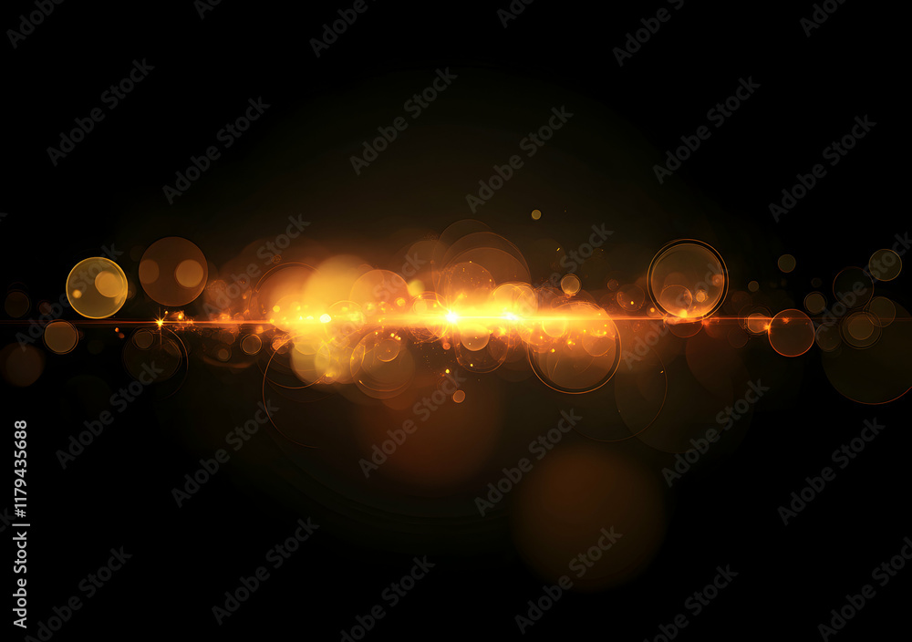 Poster abstract glowing light streak with bokeh effects on a dark background