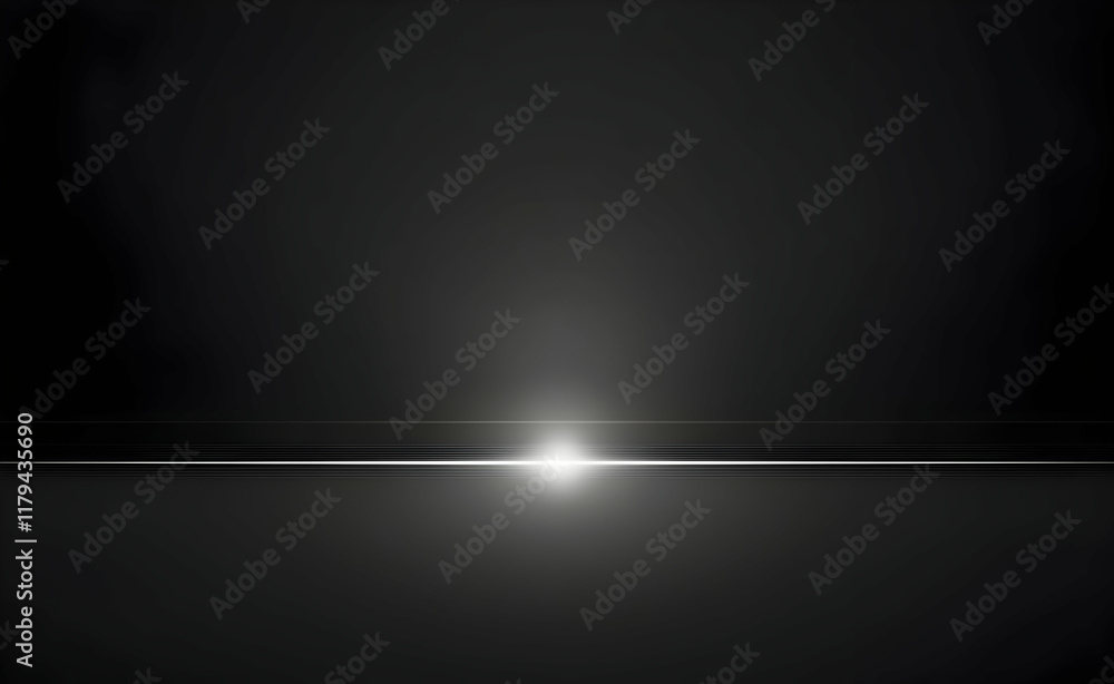 Poster abstract light beam in darkness with symmetrical linear composition and minimalist design