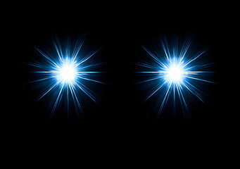 Stunning Dual Blue Starbursts on a Deep Dark Background Illuminating the Night Sky