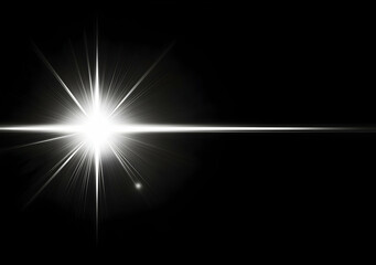 Radiant Burst: Captivating Starburst Light on Black with Dazzling Symmetry and Brightness