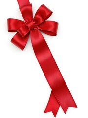A vibrant red bow, neatly tied, isolated on pure white , celebration,red ribbon