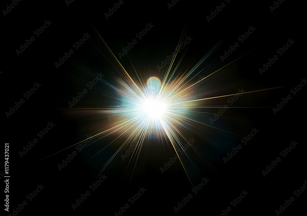 Aufkleber abstract light burst with multicolored flare on a dark background creating an eerie vibe