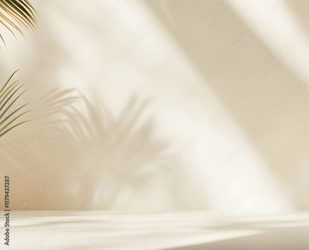 Aufkleber serene abstract shadows with natural leaf patterns in sunlit minimalist setting
