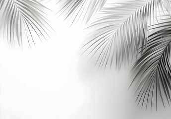 Fototapeta premium Monochrome Palm Leaves Illustration Creating a Calm Minimalist Aesthetic Atmosphere