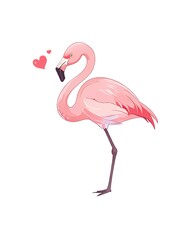 Fototapeta premium Flamingo heart vector image white background