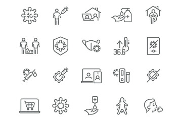 Coronavirus Essentials: Prevention, Safety, and Recovery Vector Icons 