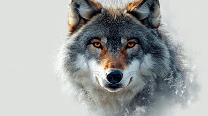 Close-Up Portrait of a Gray Wolf. Generative AI