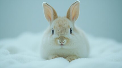 Adorable Rabbit on White Background. Generative AI