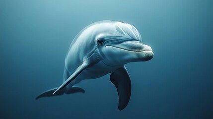 Fototapeta premium Close-Up of a Dolphin in Blue Water. Generative AI