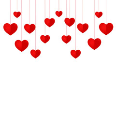 Hanging red hearts background isolated on transparent background,png image , happy valentine's day 