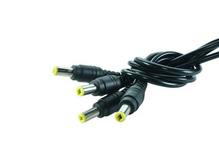 Wire cable of usb and adapter isolated on white background with clipping path.Electronic Connector.Selection focus.