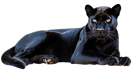 black panther (portrait, sitting, lying, standing), big cat animal bundle, isolated on white background as transparent PNG
