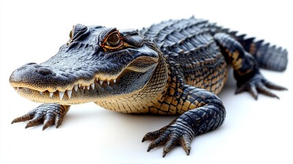 Fototapeta premium Realistic crocodile on a white background. Generative AI
