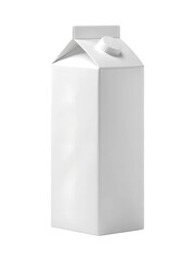 Milk carton 3d white blank pack mockup. Cardboard container front view. Isolated white transparent background.