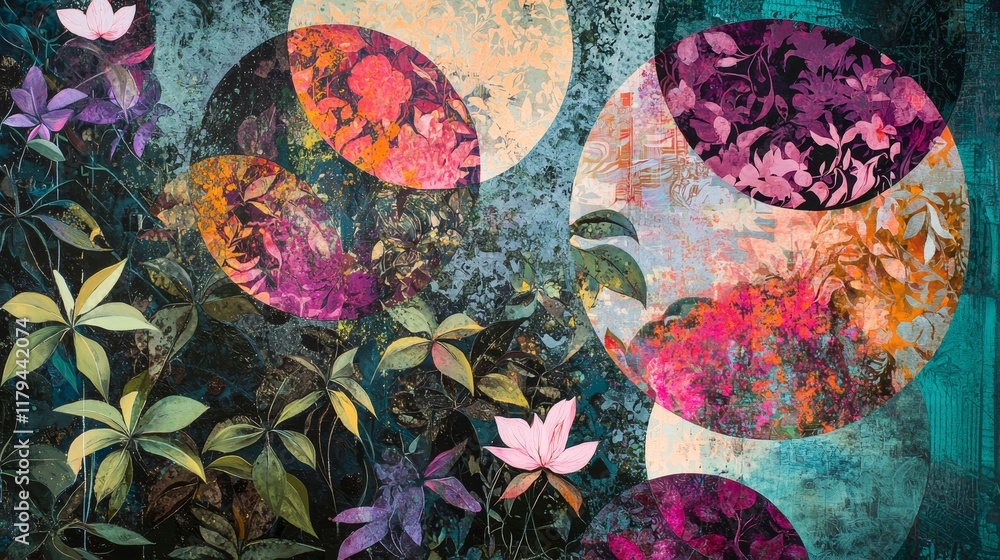 Aufkleber vibrant abstract patterns in harmonious blend of colors and shapes