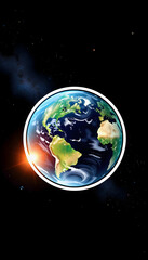 Fototapeta premium Planet Earth in cosmic space, sticker style, with white tones