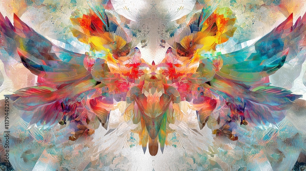 Poster vibrant kaleidoscope of abstract shapes and colors in a dynamic design