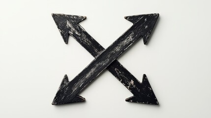 Obraz premium Two intersecting black straight arrows forming an 