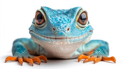 Basilisk Lizard with Vibrant Orange and Blue Colors. Generative AI