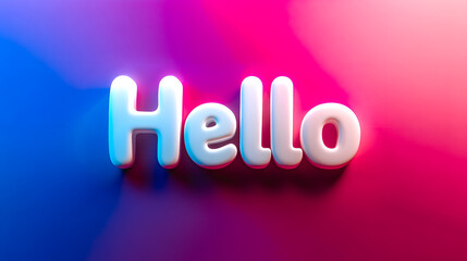 Texte Hello sur fond dégradé rose et mauve