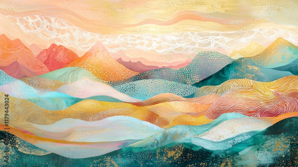 Aufkleber serene abstract composition with soft colors and flowing patterns in landscape design