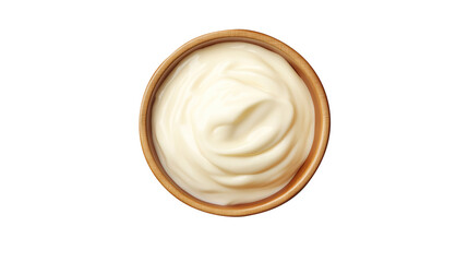 Bowl with white mayonnaise dip, side and top view, food bundle, isolated on a transparent background