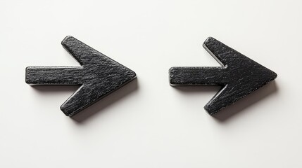 Fototapeta premium A pair of black straight arrows pointing in opposite directions on a white background