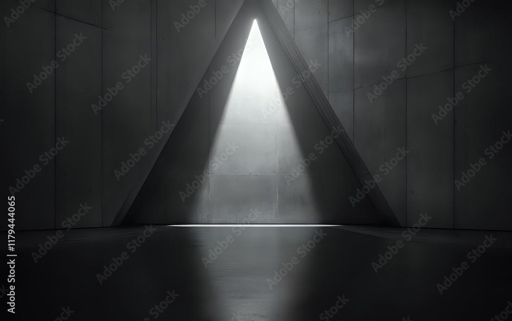 Aufkleber abstract concrete architecture: exploring light and shadow in a triangular room design