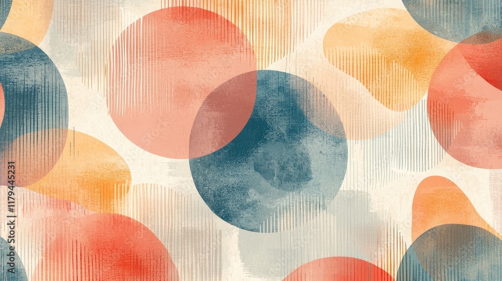 Poster vibrant abstract design featuring flowing circular shapes and soft color palette