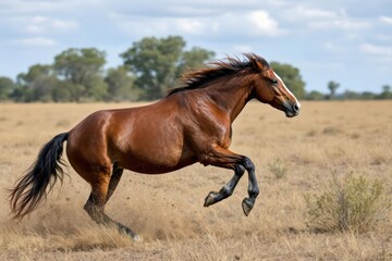 Australian Brumby horse galopping in the wild