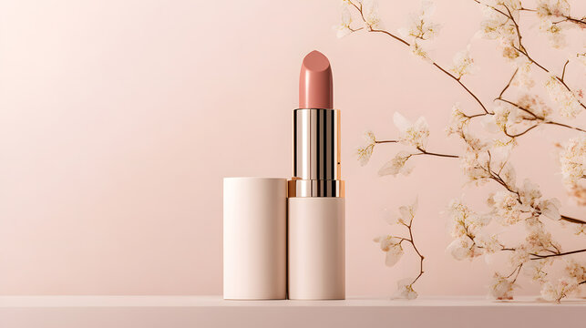 3d realistic lip sticlk in plain background for mockup 