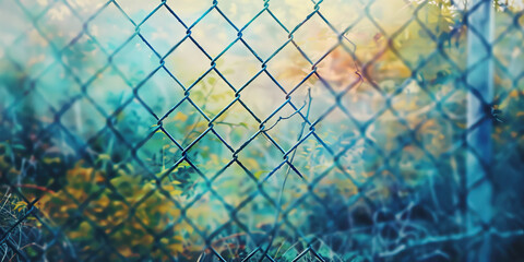 Chain-Link Fence and Out-of-Focus Vegetation