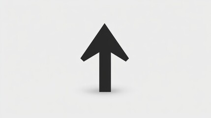 Minimalistic black arrow icon pointing upward, cleanly isolated on a white background 