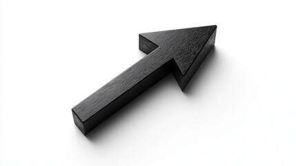 Obraz premium Modern hollow black arrow icon pointing diagonally upward, isolated on white 