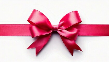 Fototapeta premium Fuchsia Gift Ribbon with a Bow on a white Background. Festive Template for Holidays and Celebrations 