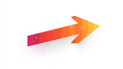 A bold diagonal arrow icon in gradient orange, isolated on a plain white surface 