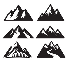 Mountain Silhouette Icons Vector Illustrations 