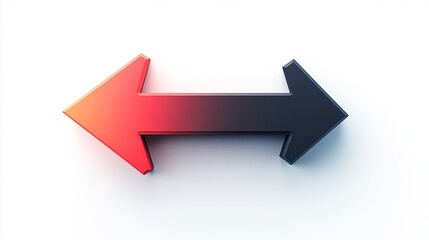 A small arrow icon with a gradient fade from black to red, pointing left, isolated on white 