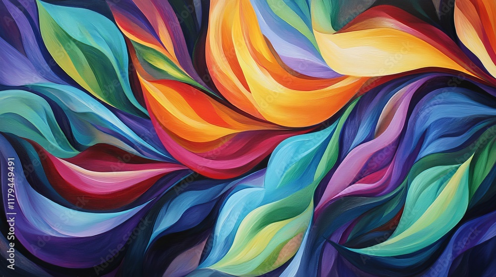Poster dreamy abstract forms resembling waves in vibrant colors and fluid patterns
