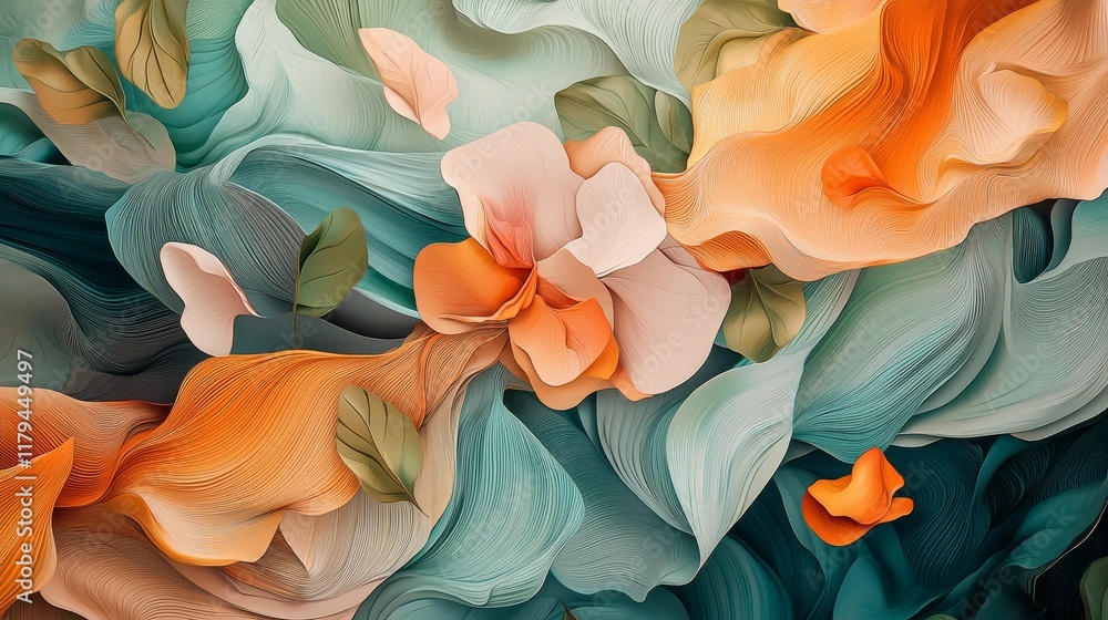 Poster dreamy abstract forms resembling waves in soft colors and flowing textures