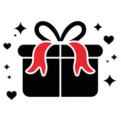 Gift box with red ribbon icon vector illustration.