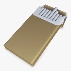 Opened pack of super slim cigarettes in a 3D render