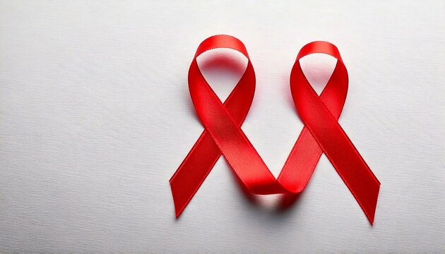 World AIDS Day. Red ribbon on white background