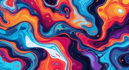 Abstract liquid marble patterns background or illustration in vibrant swirling designs