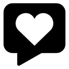 Black love chat icon sign vector design.