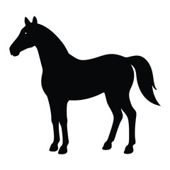 A simple standing horse silhouette with minimal details, vector art.