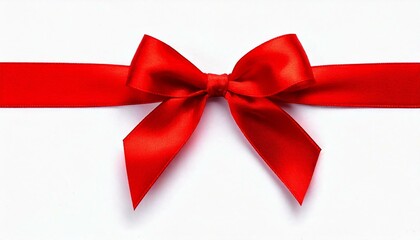 Fototapeta premium Shiny red ribbon with bow isolated on white